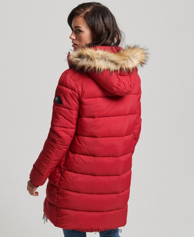 Superdry облекло N00H3668 червен Жени междинно палто с качулка