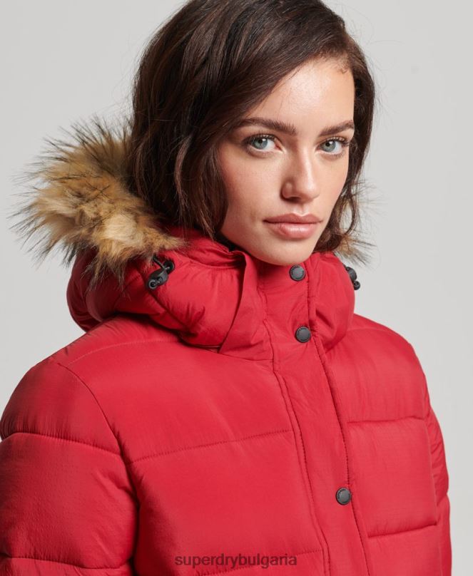 Superdry облекло N00H3668 червен Жени междинно палто с качулка