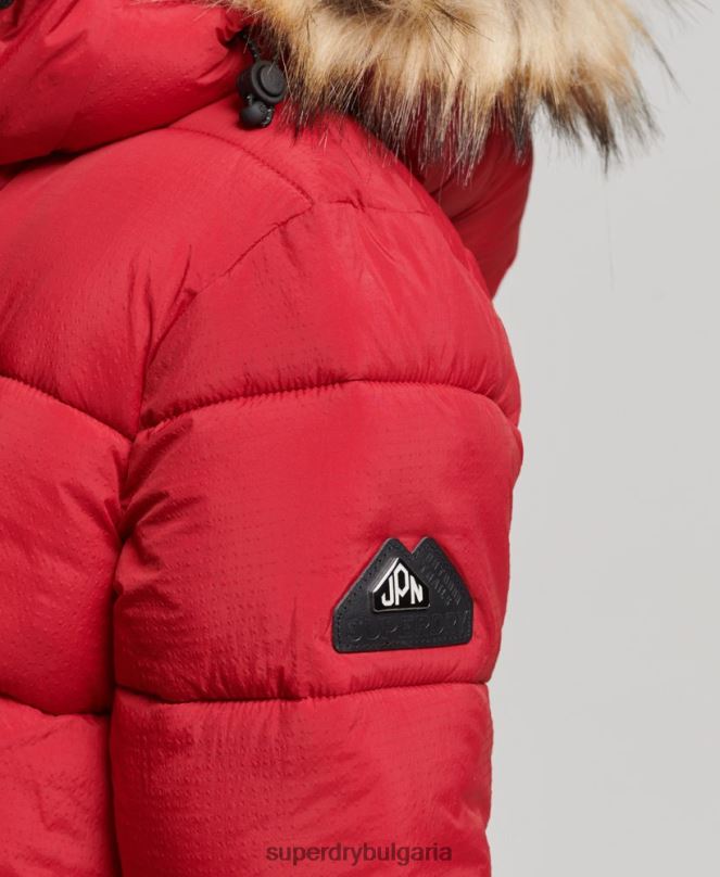 Superdry облекло N00H3668 червен Жени междинно палто с качулка