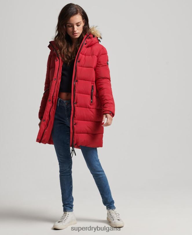 Superdry облекло N00H3668 червен Жени междинно палто с качулка