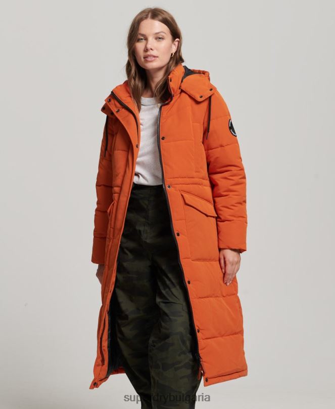 Superdry облекло N00H3673 оранжево Жени пухено палто everest longline