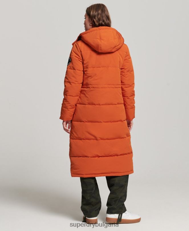 Superdry облекло N00H3673 оранжево Жени пухено палто everest longline