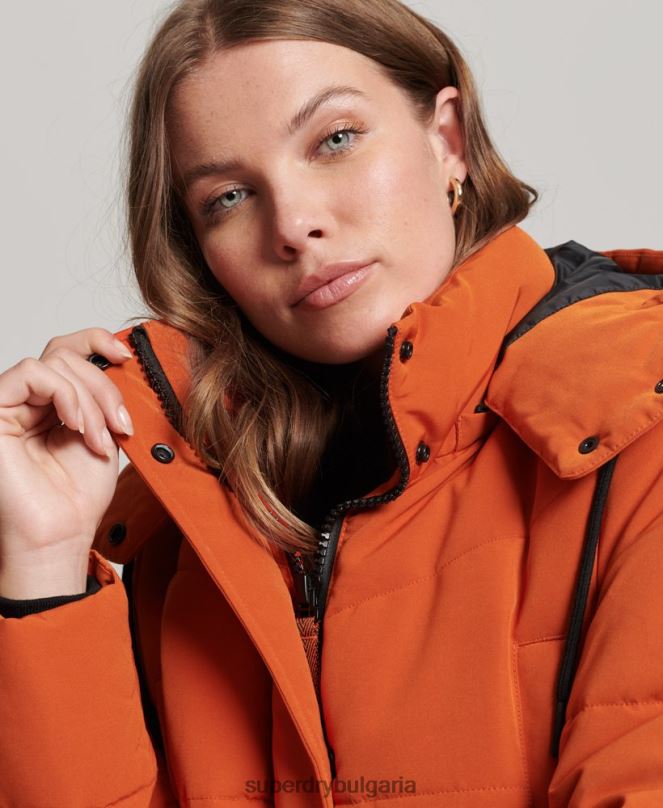 Superdry облекло N00H3673 оранжево Жени пухено палто everest longline