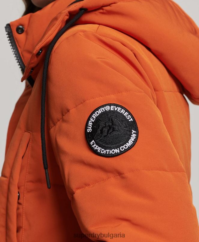 Superdry облекло N00H3673 оранжево Жени пухено палто everest longline