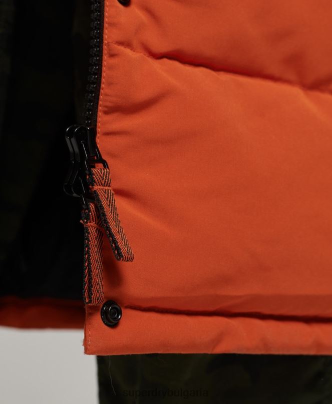 Superdry облекло N00H3673 оранжево Жени пухено палто everest longline