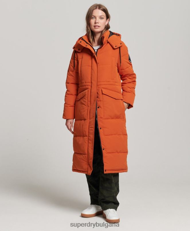 Superdry облекло N00H3673 оранжево Жени пухено палто everest longline