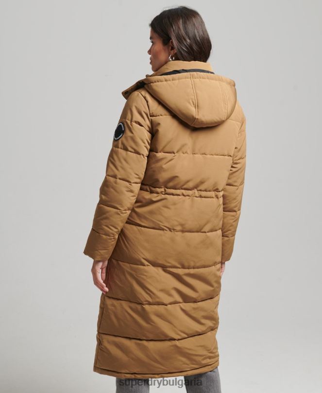 Superdry облекло N00H3674 кафяво Жени пухено палто everest longline
