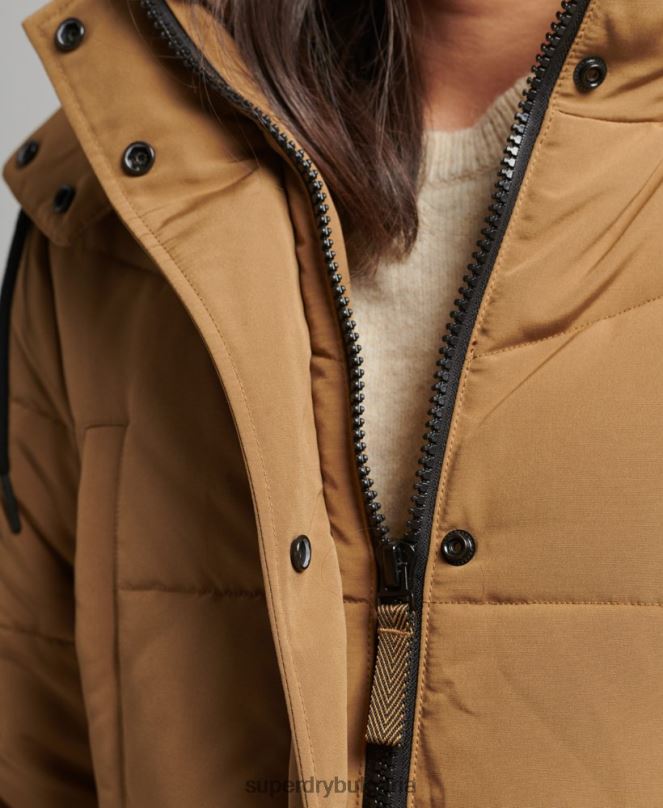 Superdry облекло N00H3674 кафяво Жени пухено палто everest longline