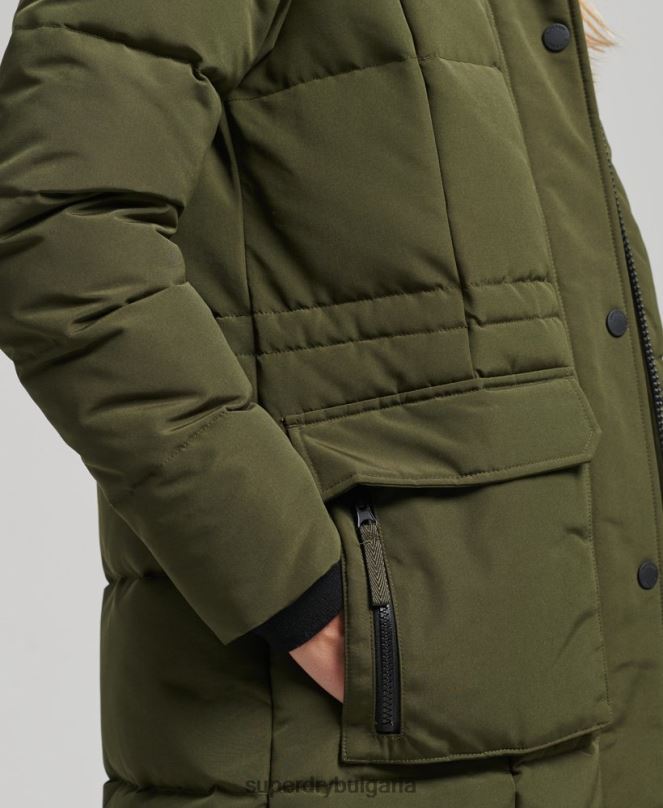 Superdry облекло N00H3681 зелено Жени палто everest с парагади от изкуствена кожа