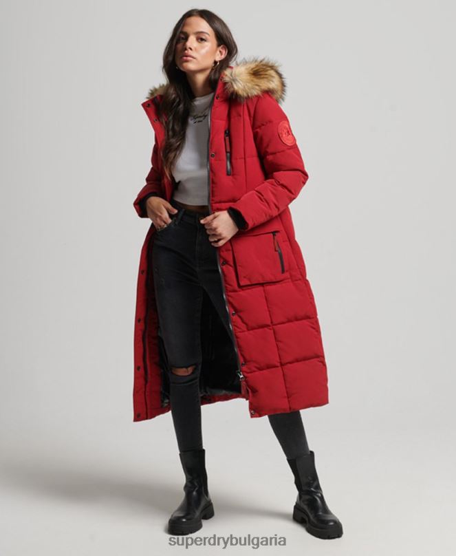 Superdry облекло N00H3682 червен Жени палто everest с парагади от изкуствена кожа