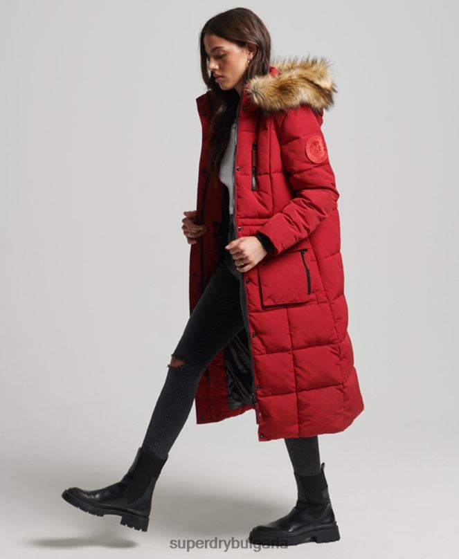 Superdry облекло N00H3682 червен Жени палто everest с парагади от изкуствена кожа