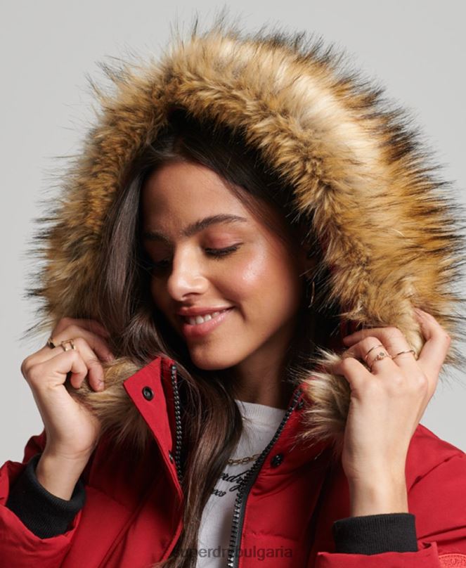 Superdry облекло N00H3682 червен Жени палто everest с парагади от изкуствена кожа