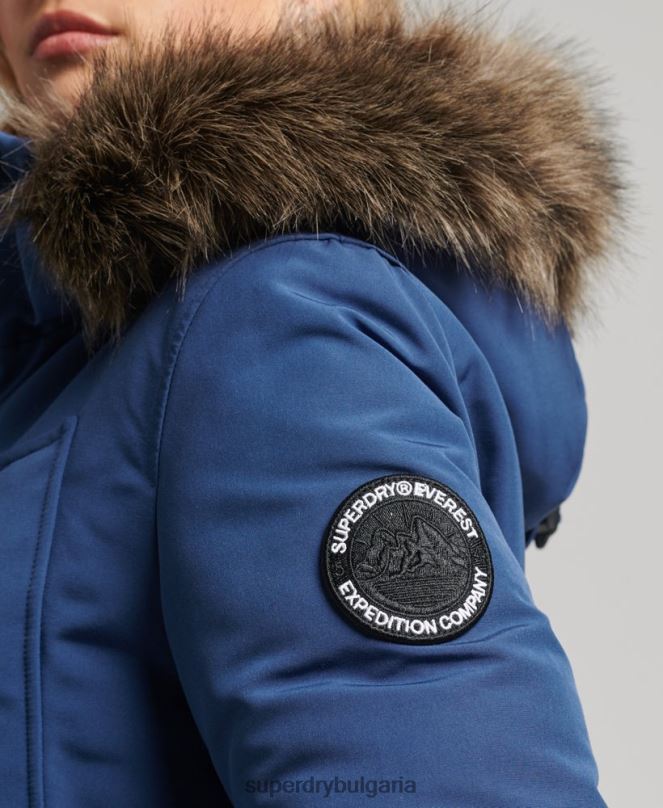 Superdry облекло N00H3685 военноморски флот Жени палто парка everest