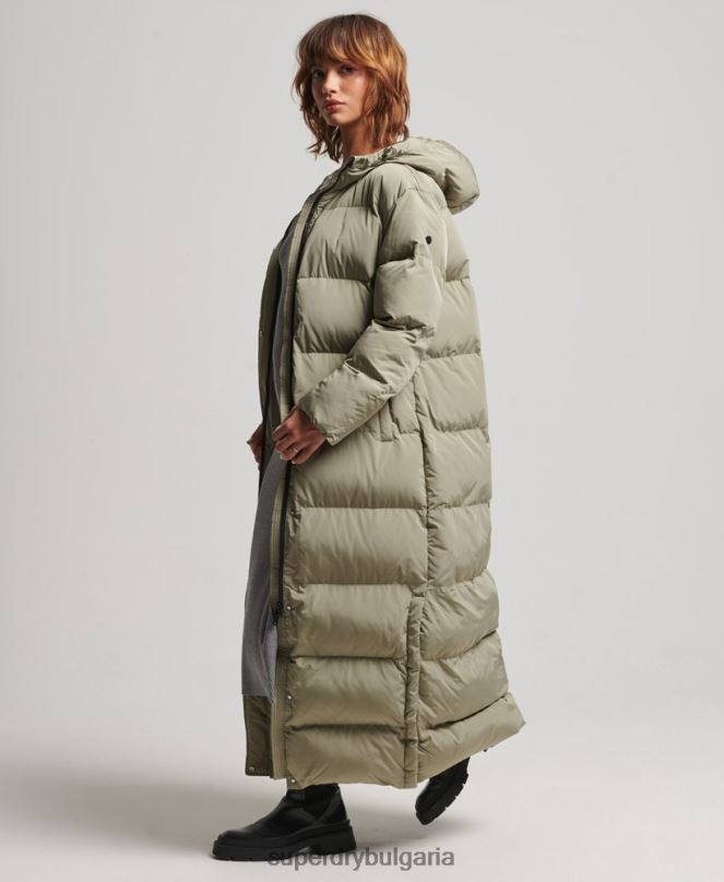 Superdry облекло N00H3693 каки Жени макси пухено палто с качулка