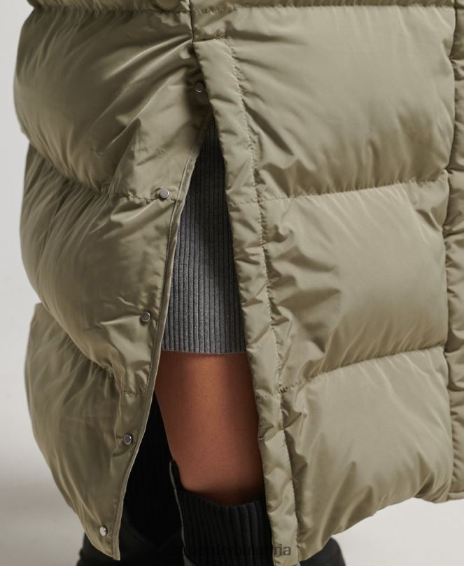 Superdry облекло N00H3693 каки Жени макси пухено палто с качулка