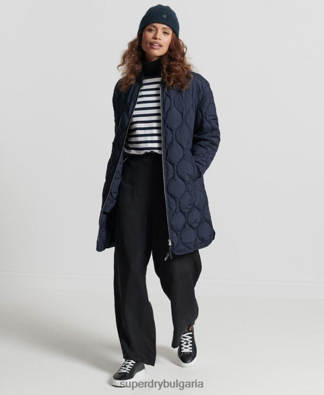 Superdry облекло N00H3694 военноморски флот Жени ватирано палто с парагади на studios