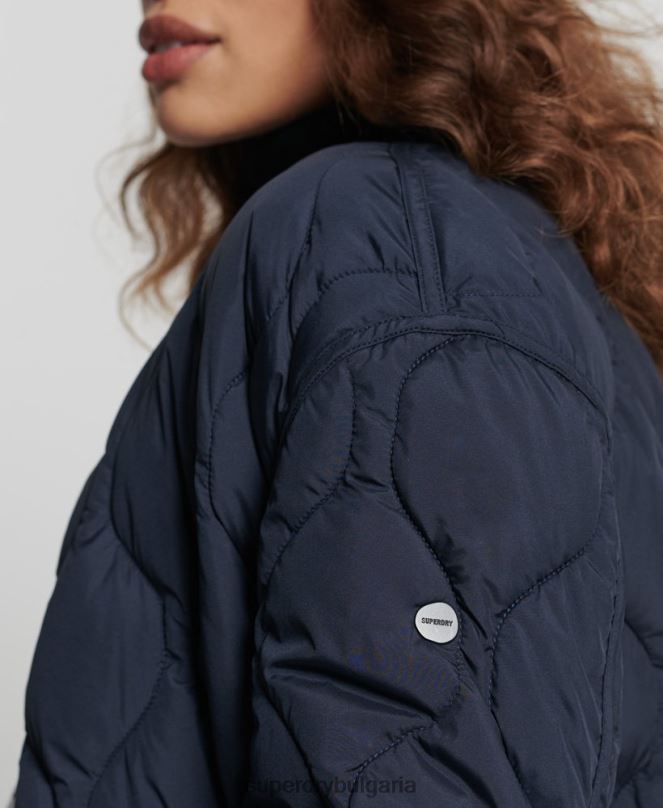 Superdry облекло N00H3694 военноморски флот Жени ватирано палто с парагади на studios