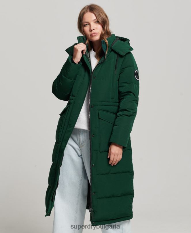 Superdry облекло N00H3704 зелено Жени пухено палто everest longline