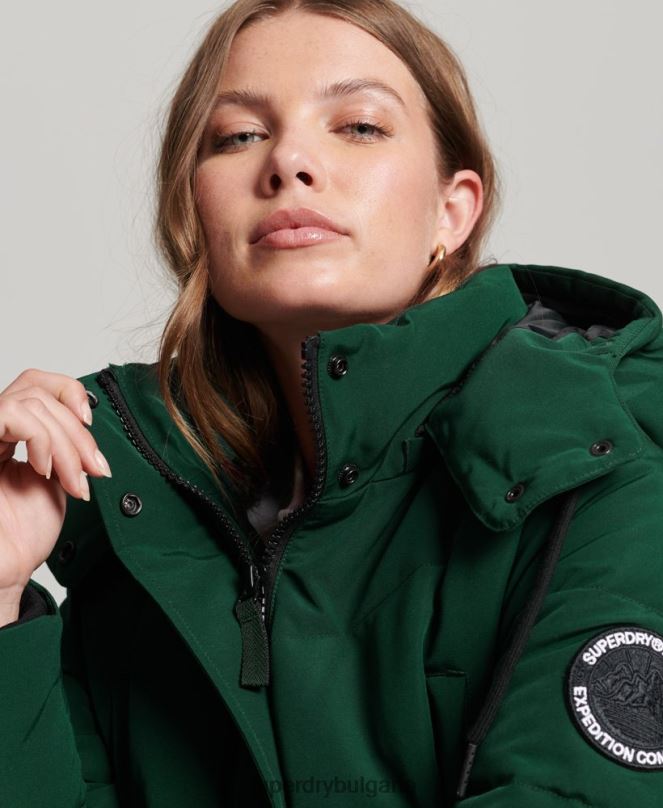 Superdry облекло N00H3704 зелено Жени пухено палто everest longline