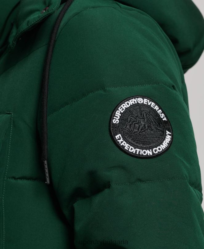 Superdry облекло N00H3704 зелено Жени пухено палто everest longline