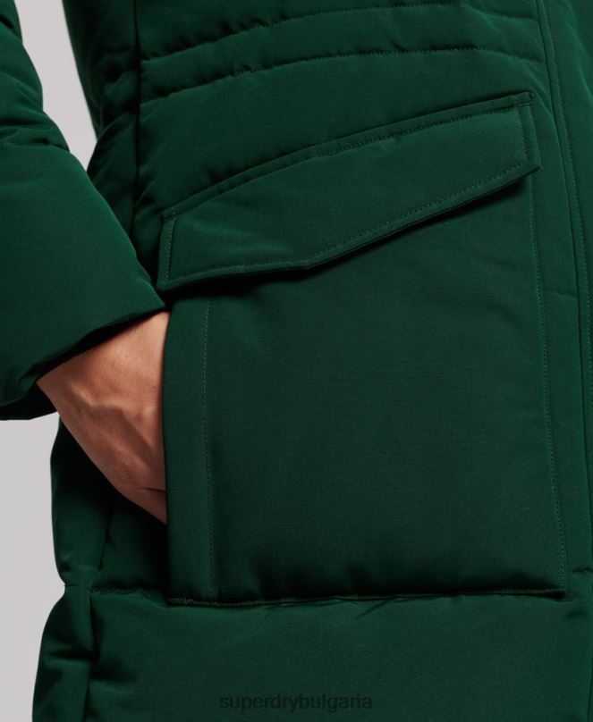 Superdry облекло N00H3704 зелено Жени пухено палто everest longline