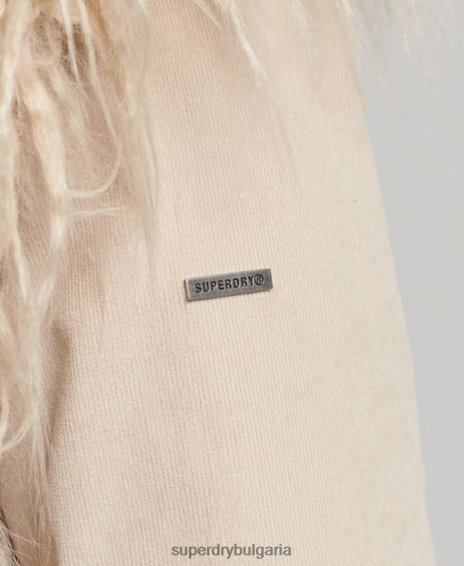 Superdry облекло N00H3721 кафяво Жени афганистанско палто с подплата от изкуствена кожа