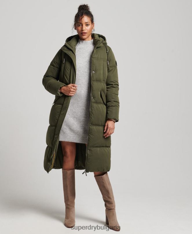 Superdry облекло N00H3732 зелено Жени микрофибърно палто с качулка