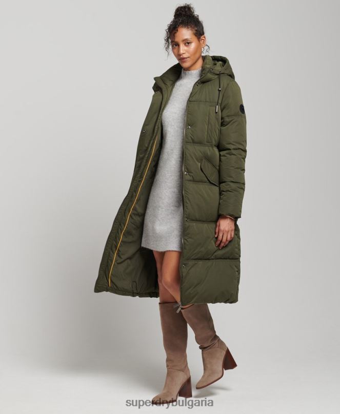 Superdry облекло N00H3732 зелено Жени микрофибърно палто с качулка