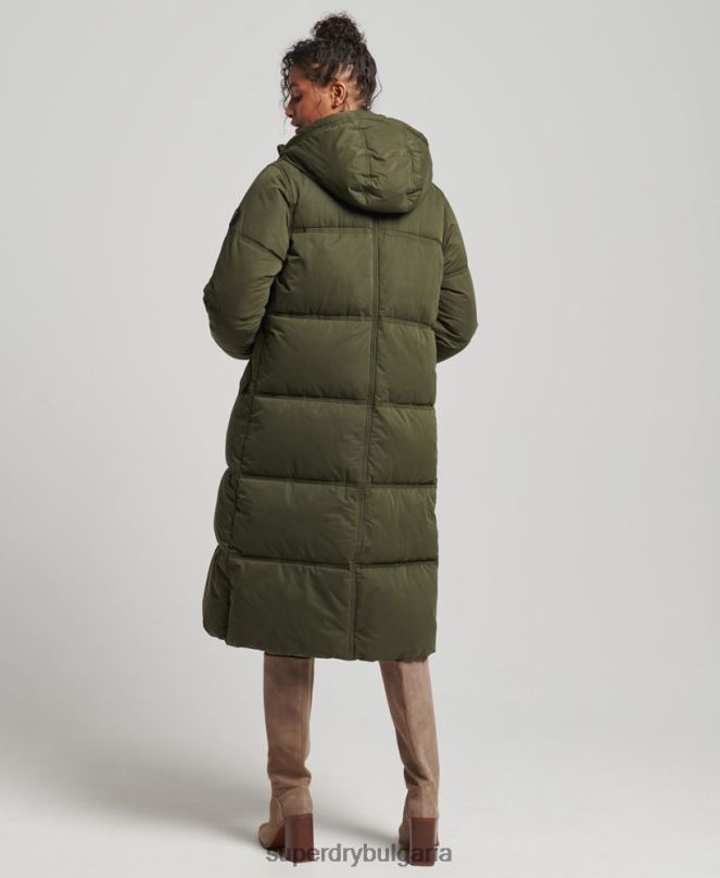 Superdry облекло N00H3732 зелено Жени микрофибърно палто с качулка