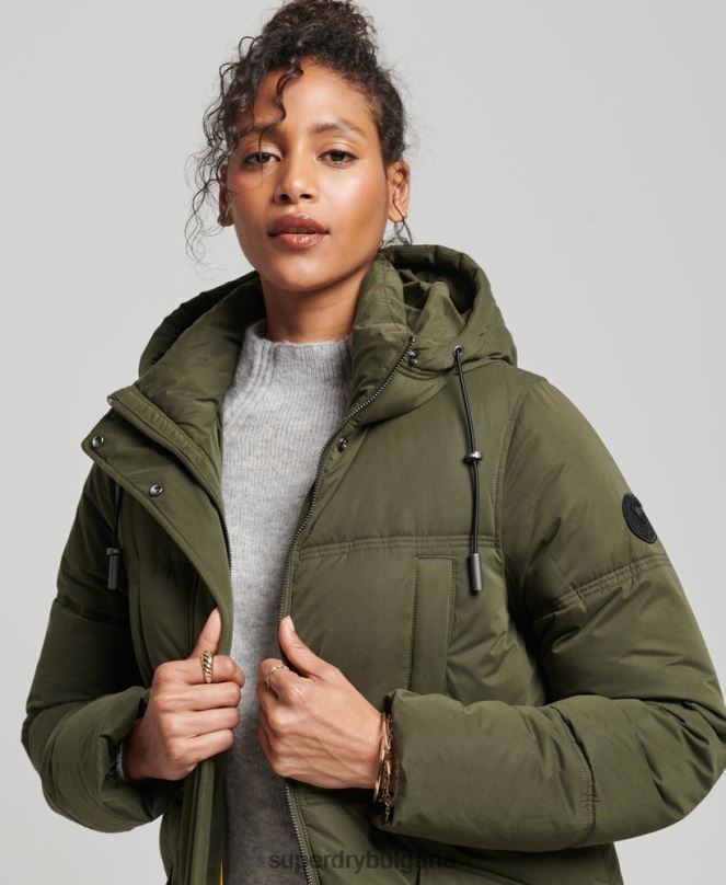 Superdry облекло N00H3732 зелено Жени микрофибърно палто с качулка