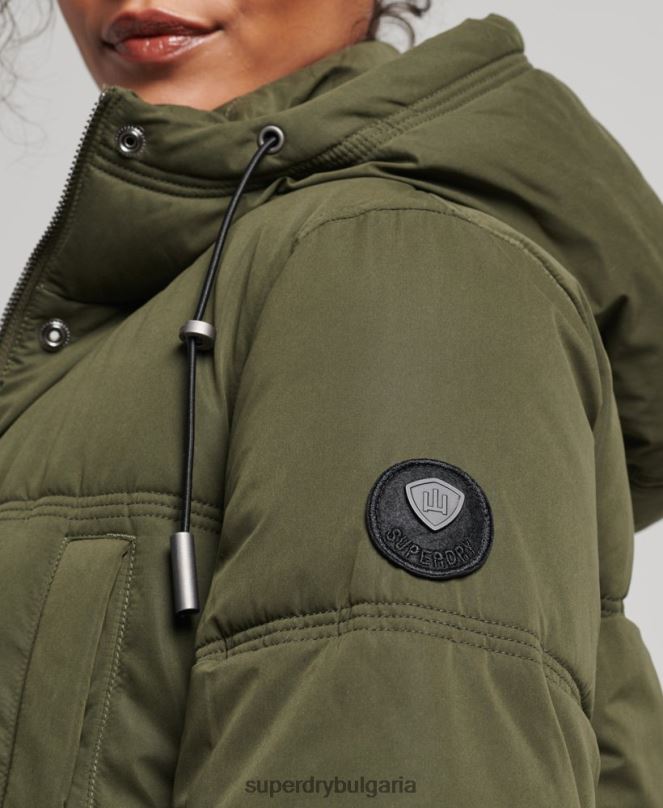Superdry облекло N00H3732 зелено Жени микрофибърно палто с качулка