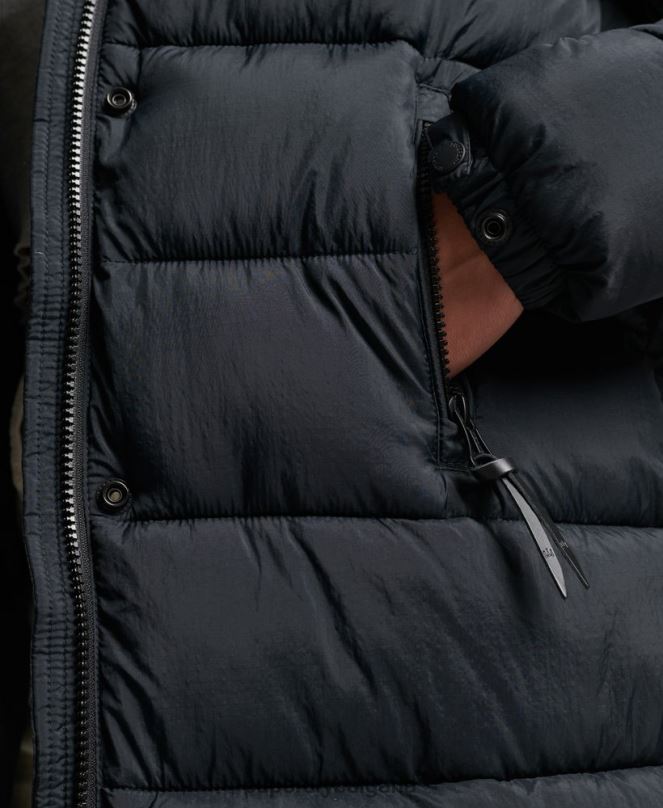 Superdry облекло N00H3734 тъмно сив Жени междинно палто с качулка