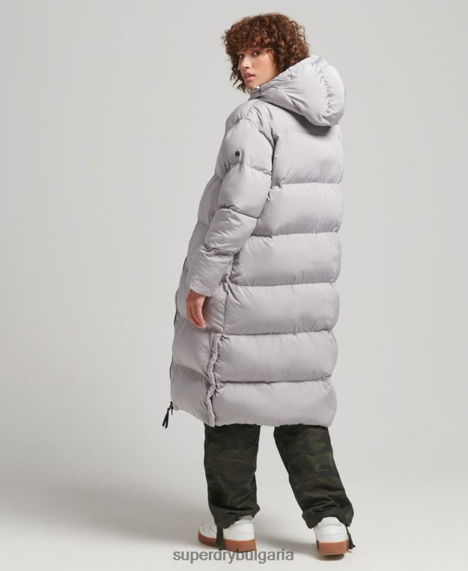 Superdry облекло N00H3743 светло сив Жени пухено палто с парагади и качулка