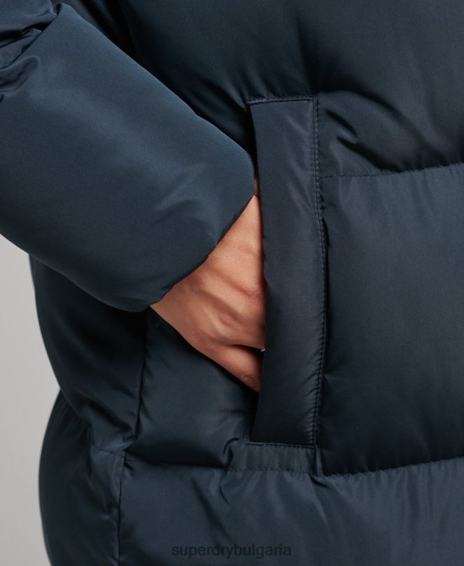 Superdry облекло N00H3744 военноморски флот Жени пухено палто с парагади и качулка