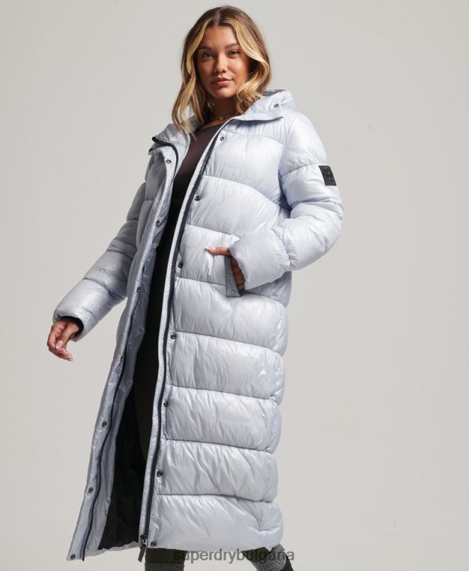 Superdry облекло N00H3745 светло синьо Жени xpd спортно пухено палто с парагади