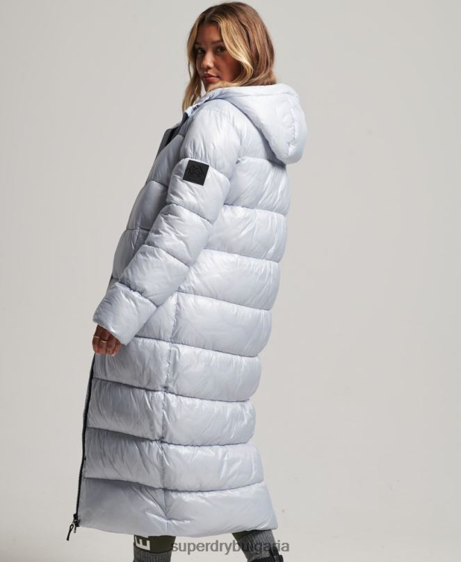 Superdry облекло N00H3745 светло синьо Жени xpd спортно пухено палто с парагади