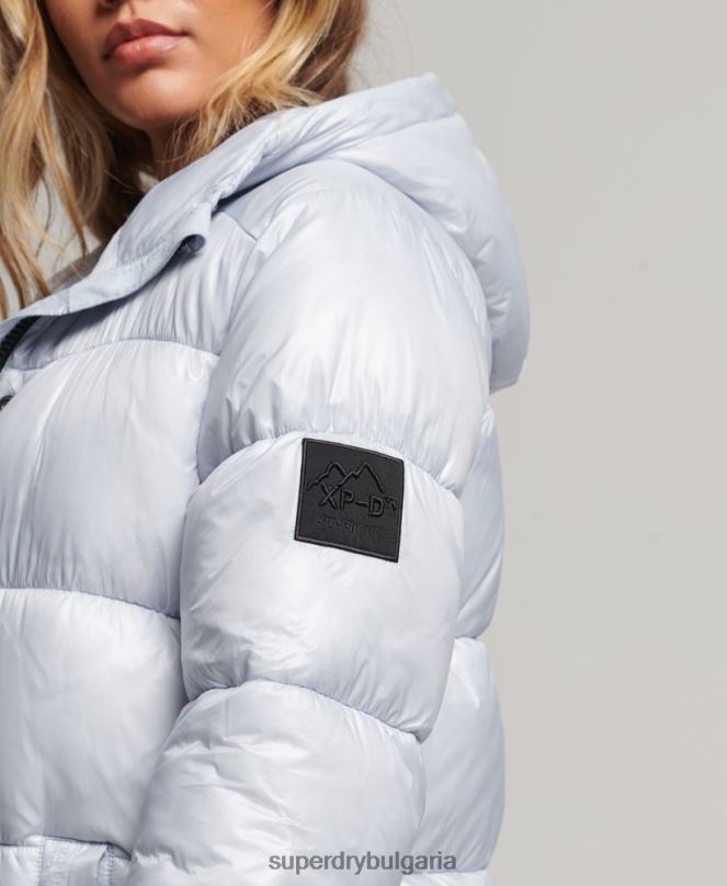Superdry облекло N00H3745 светло синьо Жени xpd спортно пухено палто с парагади