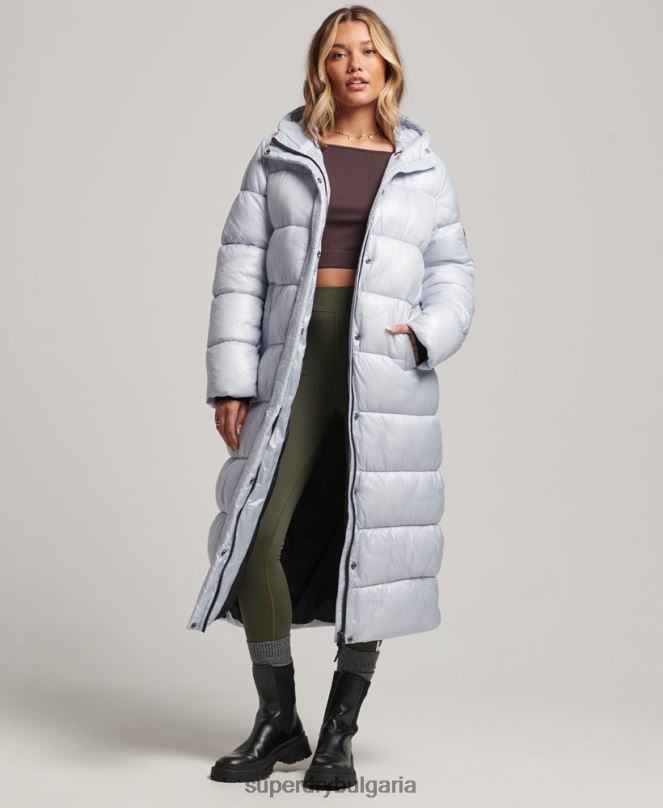 Superdry облекло N00H3745 светло синьо Жени xpd спортно пухено палто с парагади
