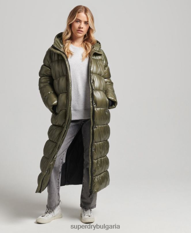 Superdry облекло N00H3746 зелено Жени xpd спортно пухено палто с парагади