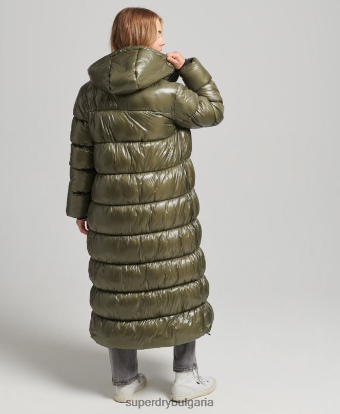 Superdry облекло N00H3746 зелено Жени xpd спортно пухено палто с парагади