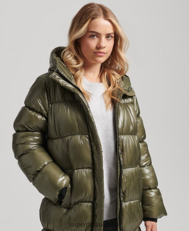 Superdry облекло N00H3746 зелено Жени xpd спортно пухено палто с парагади