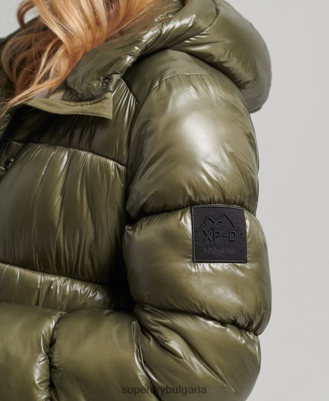 Superdry облекло N00H3746 зелено Жени xpd спортно пухено палто с парагади