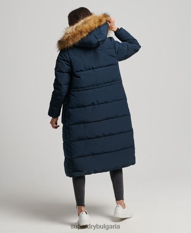 Superdry облекло N00H3764 военноморски флот Жени палто everest с парагади от изкуствена кожа
