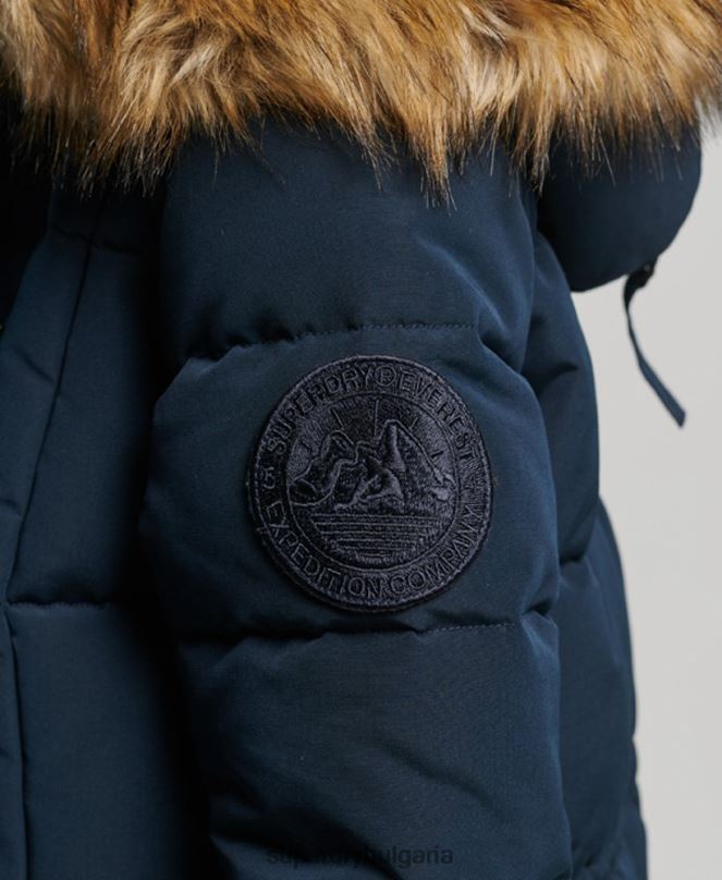 Superdry облекло N00H3764 военноморски флот Жени палто everest с парагади от изкуствена кожа
