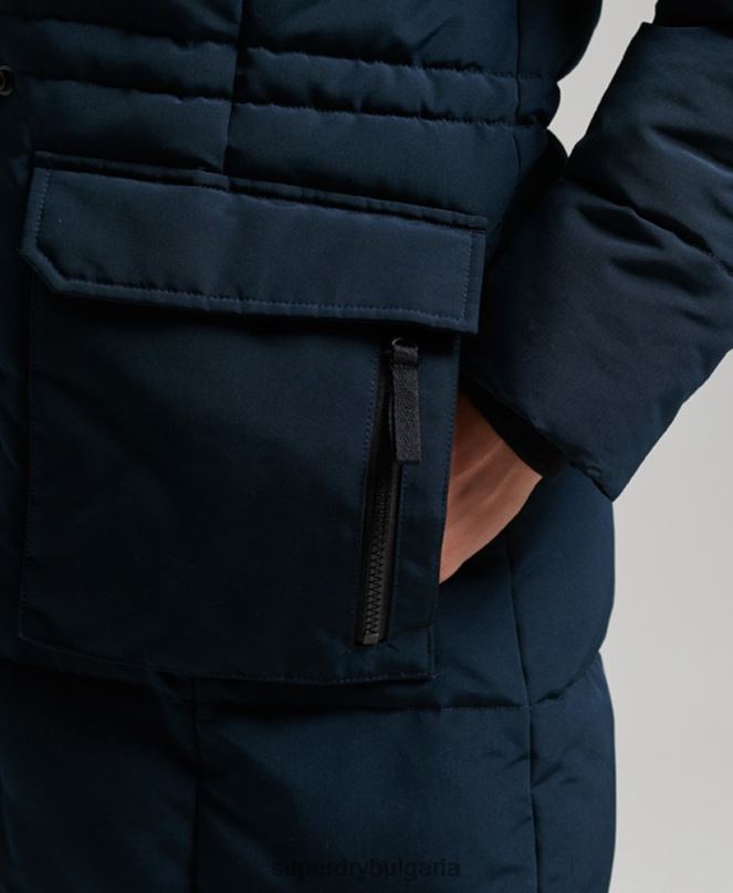 Superdry облекло N00H3764 военноморски флот Жени палто everest с парагади от изкуствена кожа