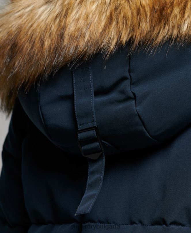 Superdry облекло N00H3764 военноморски флот Жени палто everest с парагади от изкуствена кожа