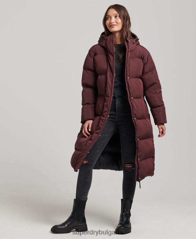 Superdry облекло N00H3765 червен Жени пухено палто с парагади и качулка