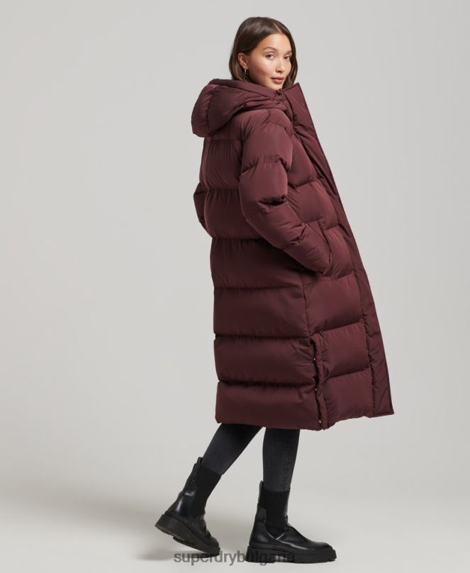 Superdry облекло N00H3765 червен Жени пухено палто с парагади и качулка