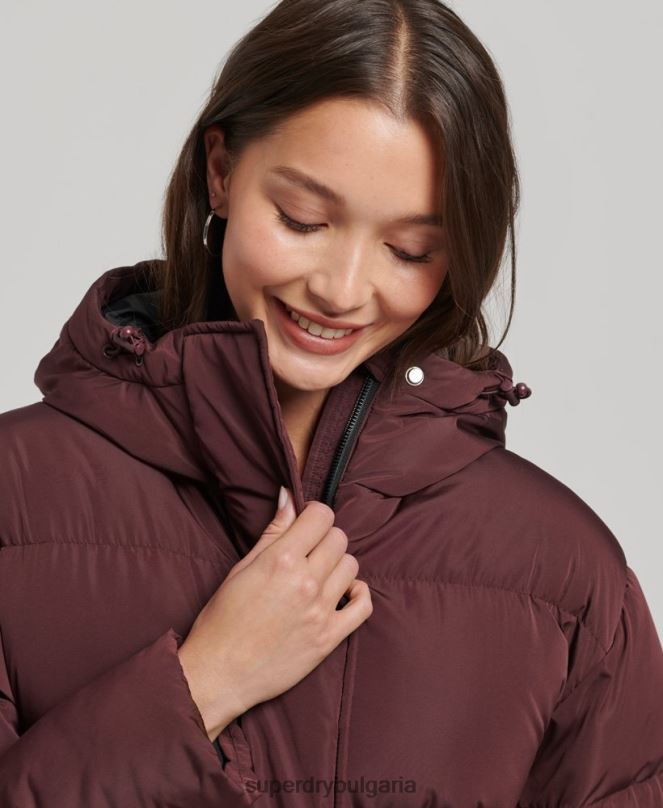 Superdry облекло N00H3765 червен Жени пухено палто с парагади и качулка