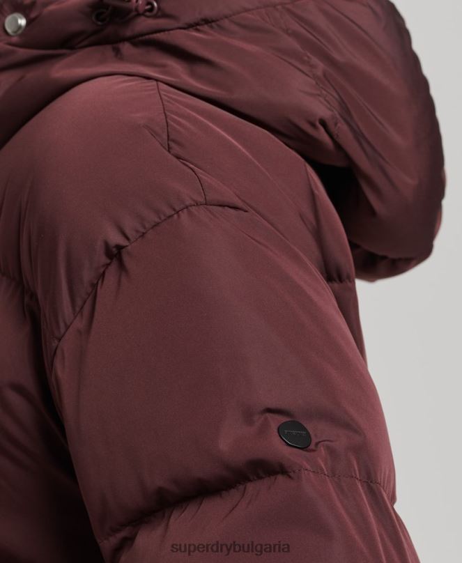 Superdry облекло N00H3765 червен Жени пухено палто с парагади и качулка